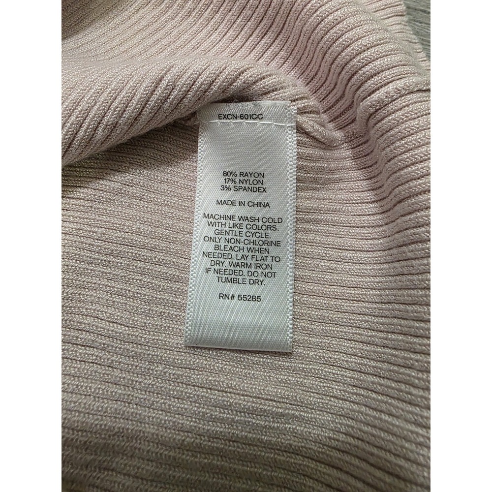 Express Women's Ribbed Cutout Sweater M Pink Long Sleeve Mock Neck Fitted Knit - Picture 4 of 9